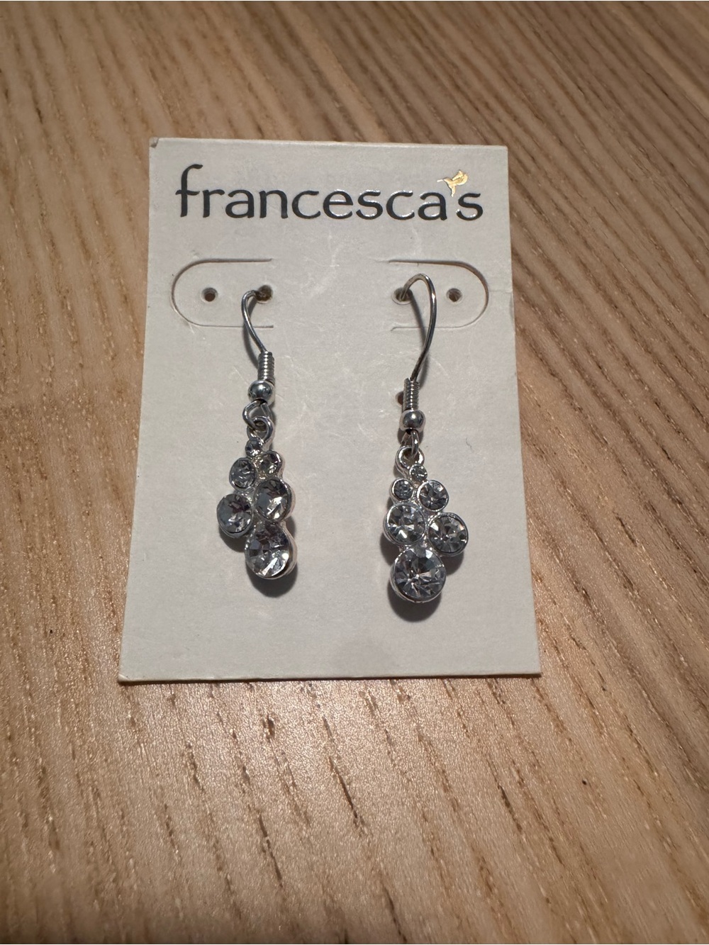 Francesca's Collections Silver Crystal Drop Earrings